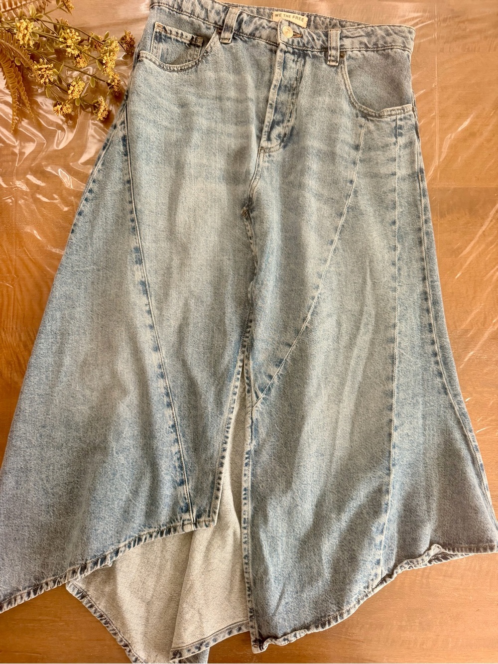 We The Free - Light Wash Denim Flared Bandana Skirt